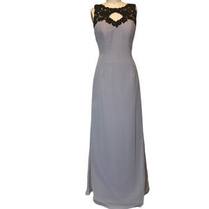 Elegant Gray and Black Embellished Halter Gown